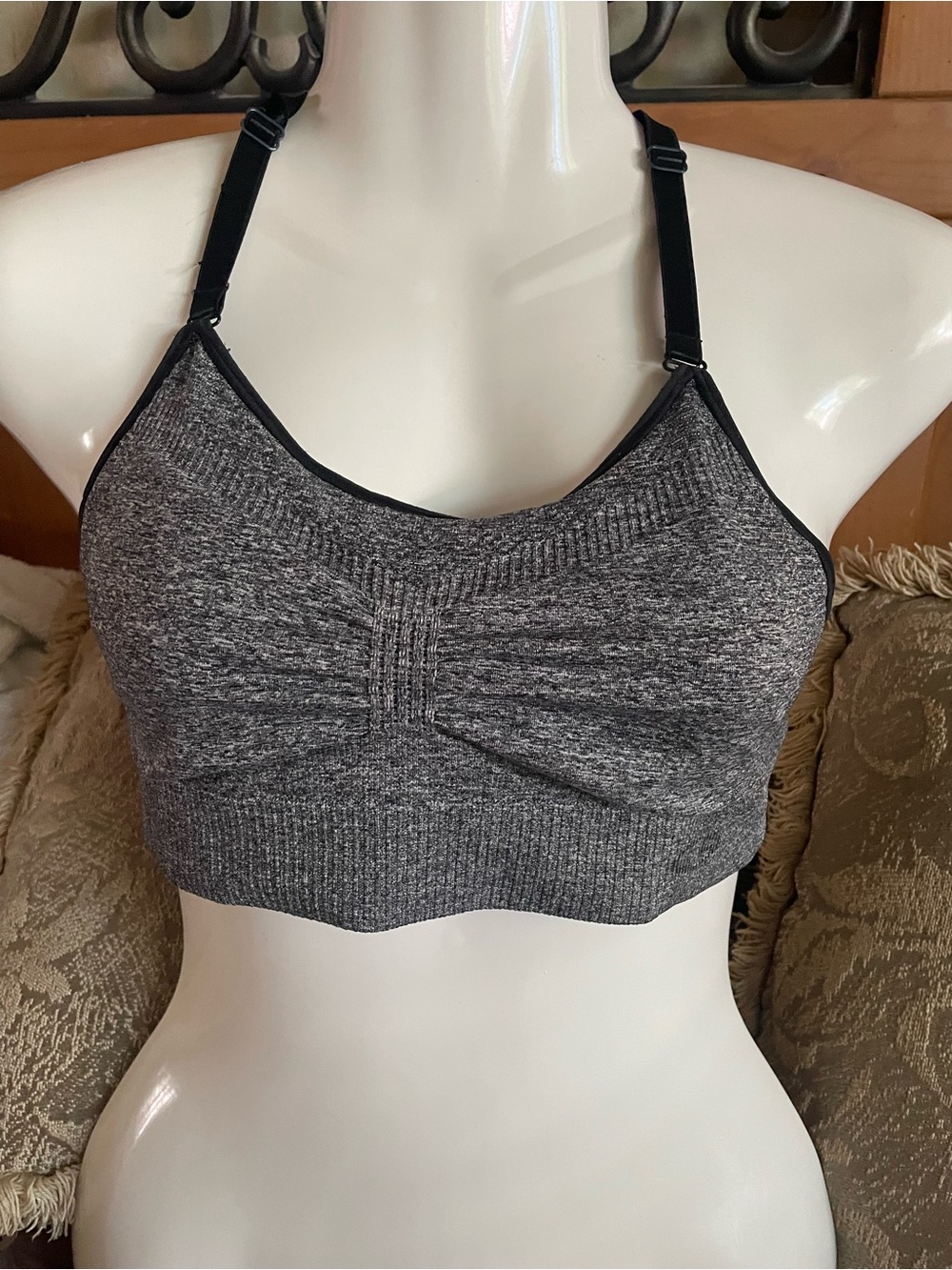 Champion Grey Seamless Stretch Sports Bralette with Black Adjustable Straps